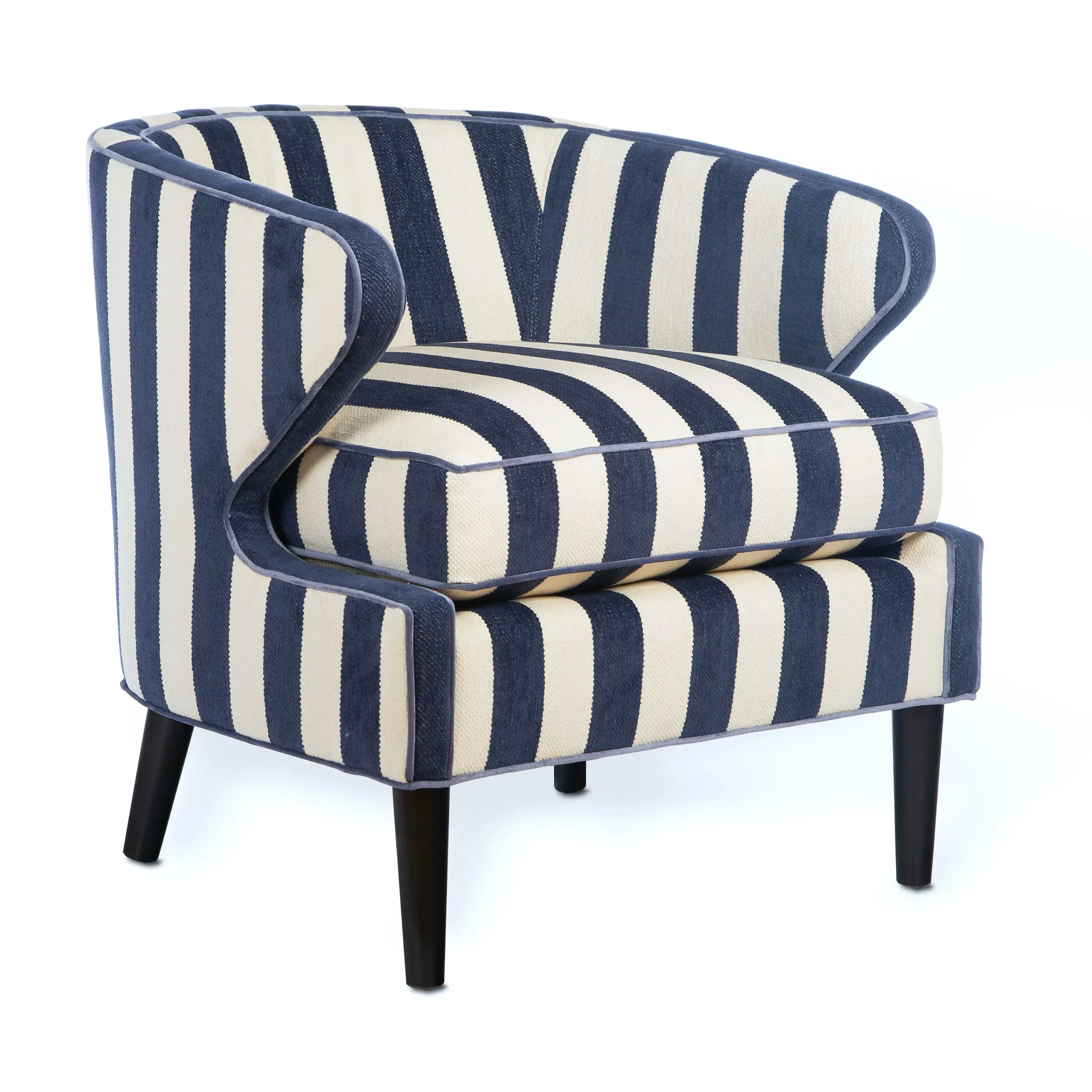 MacKenzie-Childs Marquee Navy Stripe Chenille Accent Chair| Living Room
