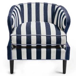 MacKenzie-Childs Marquee Navy Stripe Chenille Accent Chair| Living Room