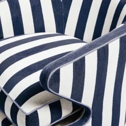 MacKenzie-Childs Marquee Navy Stripe Chenille Accent Chair| Living Room