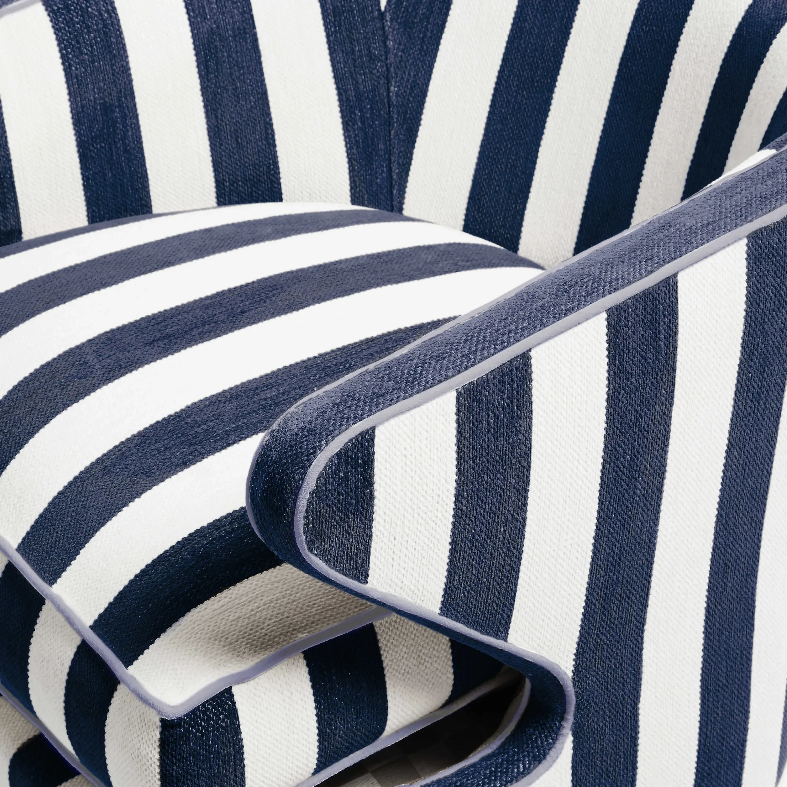 MacKenzie-Childs Marquee Navy Stripe Chenille Accent Chair| Living Room