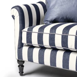 MacKenzie-Childs Marquee Navy Stripe Chenille Sofa| Living Room
