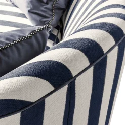 MacKenzie-Childs Marquee Navy Stripe Chenille Sofa| Living Room
