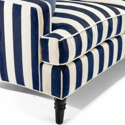 MacKenzie-Childs Marquee Navy Stripe 2-Piece Left Arm Chaise Sectional| Living Room
