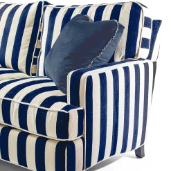 MacKenzie-Childs Marquee Navy Stripe 2-Piece Right Arm Chaise Sectional| Living Room