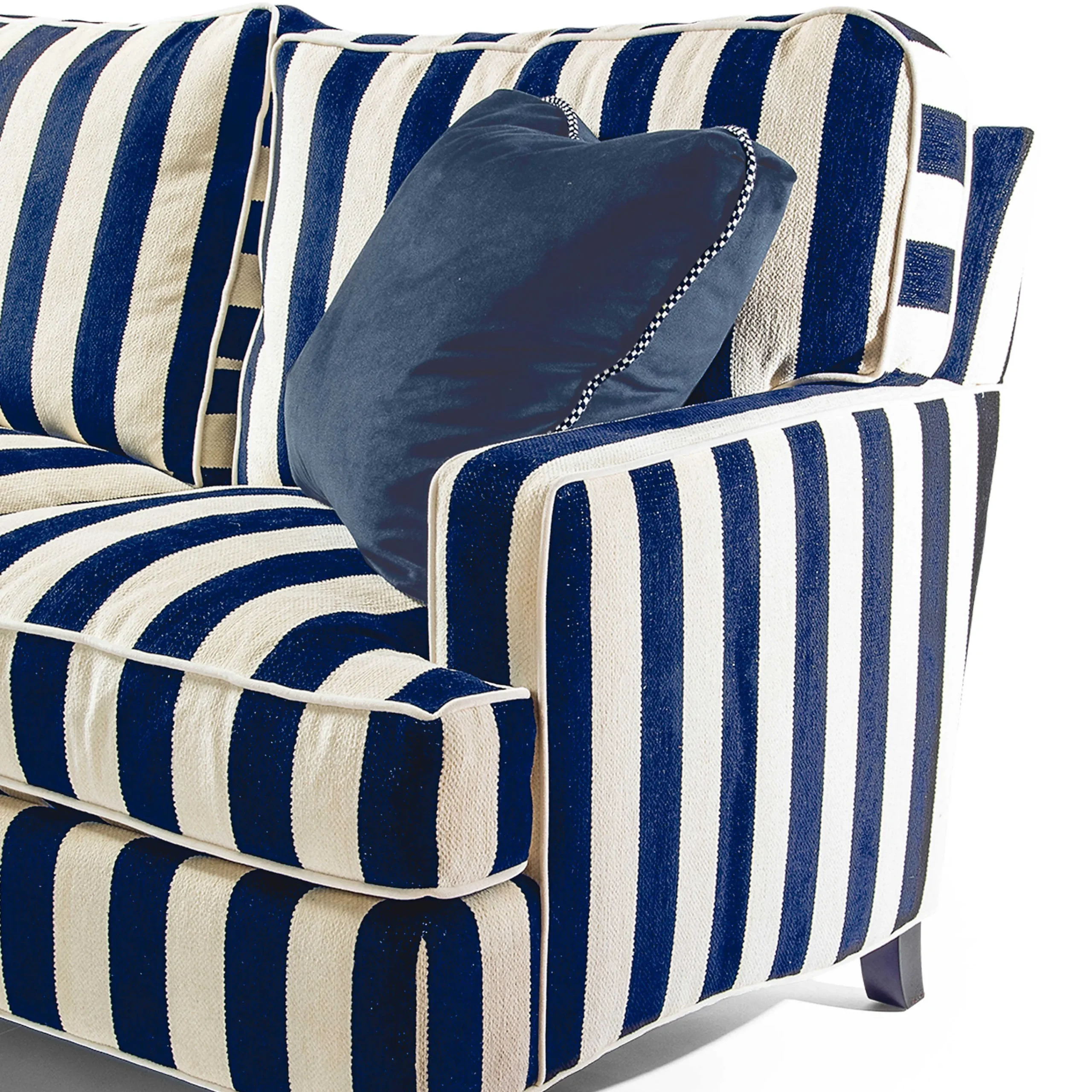 MacKenzie-Childs Marquee Navy Stripe 2-Piece Right Arm Chaise Sectional| Living Room