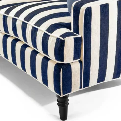 MacKenzie-Childs Marquee Navy Stripe 2-Piece Right Arm Chaise Sectional| Living Room