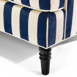 MacKenzie-Childs Marquee Navy Stripe 2-Piece Right Arm Chaise Sectional| Living Room