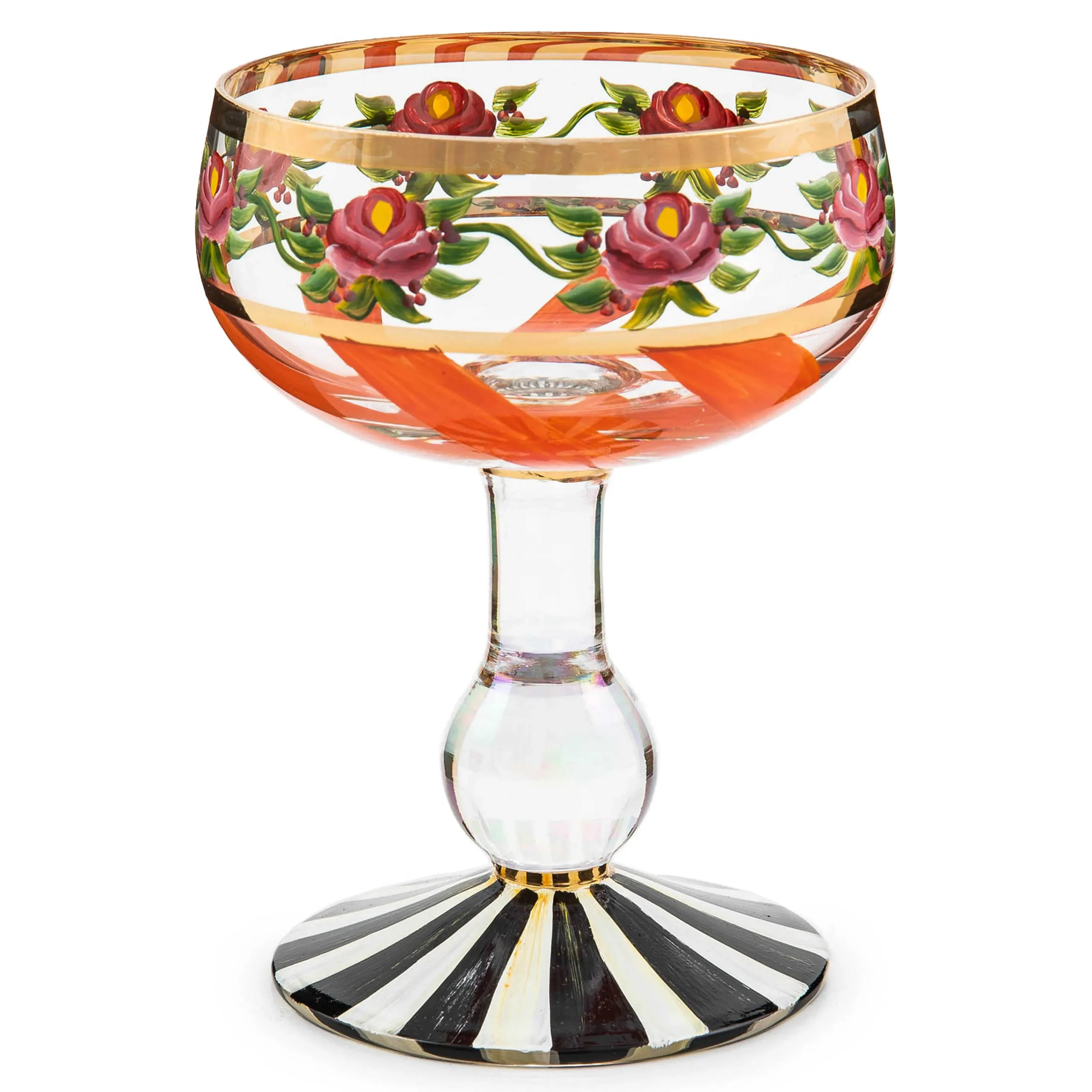 MacKenzie-Childs Maypole Apricot Coupe Glass| Fall Entertaining|Drinkware