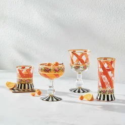 MacKenzie-Childs Maypole Apricot Wine Glass| Holiday|The Halloween Shop