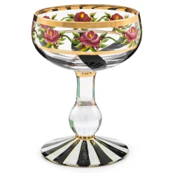 MacKenzie-Childs Maypole Black Coupe Glass| Drinkware|Bar Entertaining
