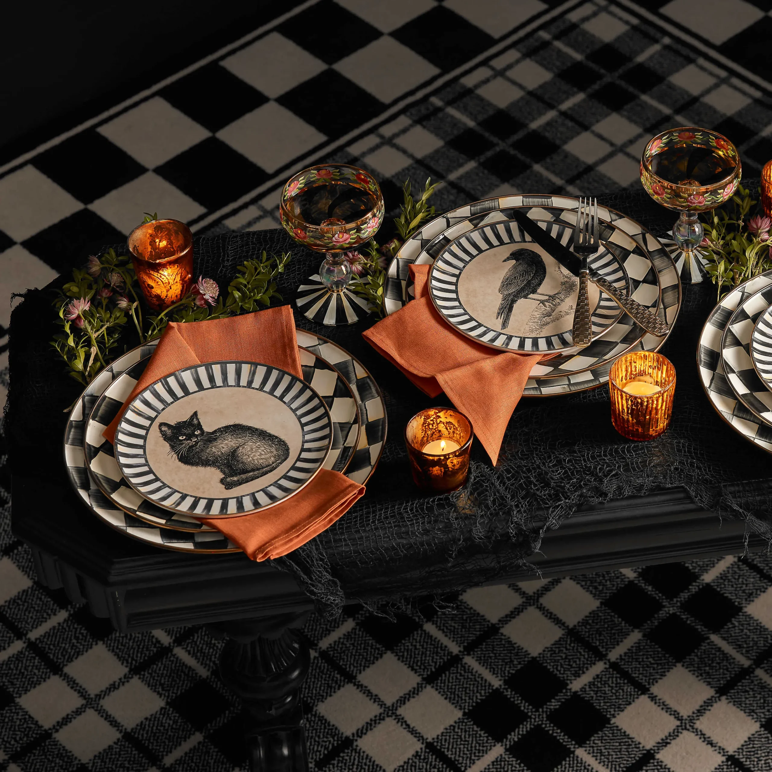 MacKenzie-Childs Maypole Black Coupe Glass| Drinkware|Bar Entertaining