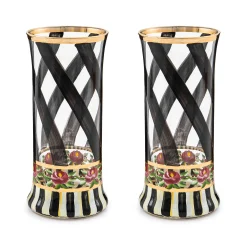 MacKenzie-Childs Maypole Black Highball Glass, Set of 2| Holiday|The Halloween Shop