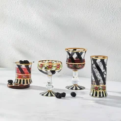 MacKenzie-Childs Maypole Black Highball Glass, Set of 2| Holiday|The Halloween Shop