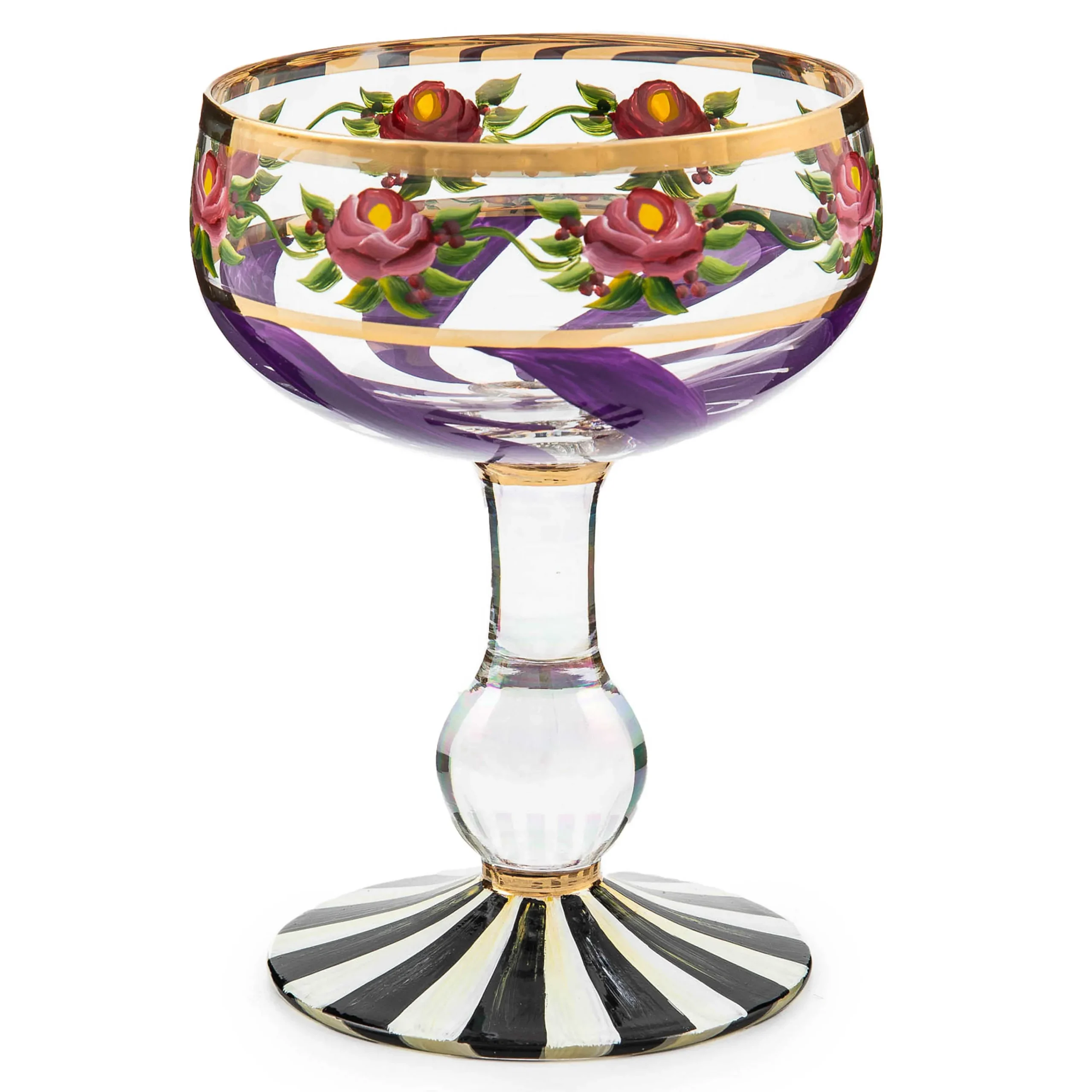 MacKenzie-Childs Maypole Lavender Coupe Glass| Drinkware