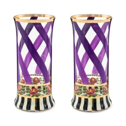 MacKenzie-Childs Maypole Lavender Highball Glass, Set of 2| Holiday|The Halloween Shop