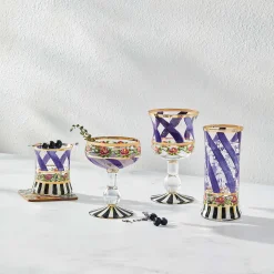 MacKenzie-Childs Maypole Lavender Highball Glass, Set of 2| Holiday|The Halloween Shop