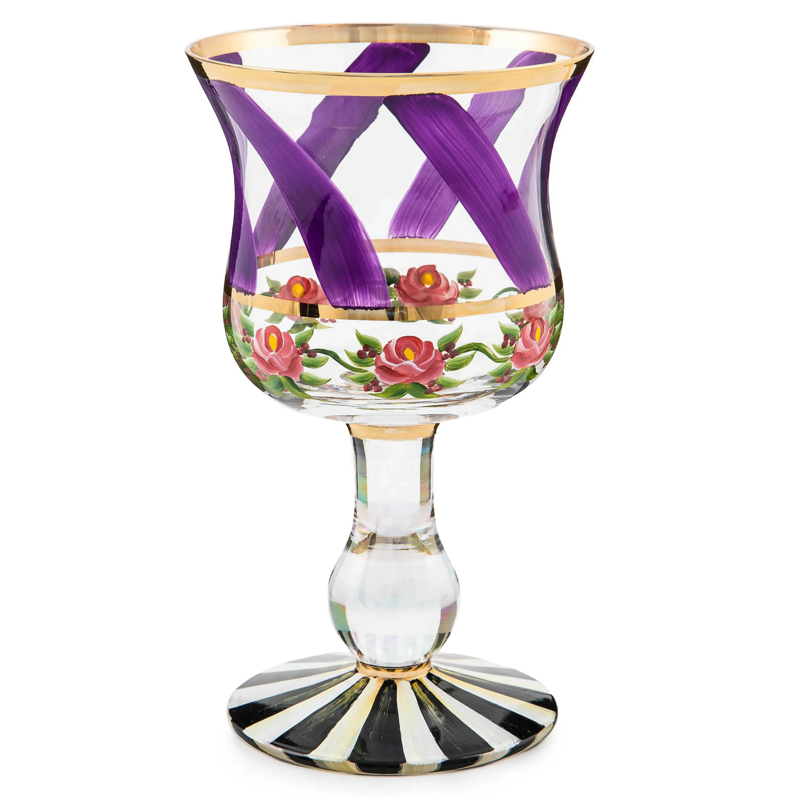 MacKenzie-Childs Maypole Lavender Wine Glass| Drinkware|Bar Entertaining