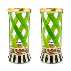 MacKenzie-Childs Maypole Leaf Highball Glass, Set of 2| Holiday|Drinkware