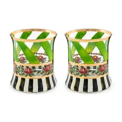 MacKenzie-Childs Maypole Leaf Tumbler Glass, Set of 2| Drinkware|Bar Entertaining