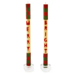 MacKenzie-Childs Merry  Bright Dinner Candles, Set of 2| Holiday|Candles & Fragrances