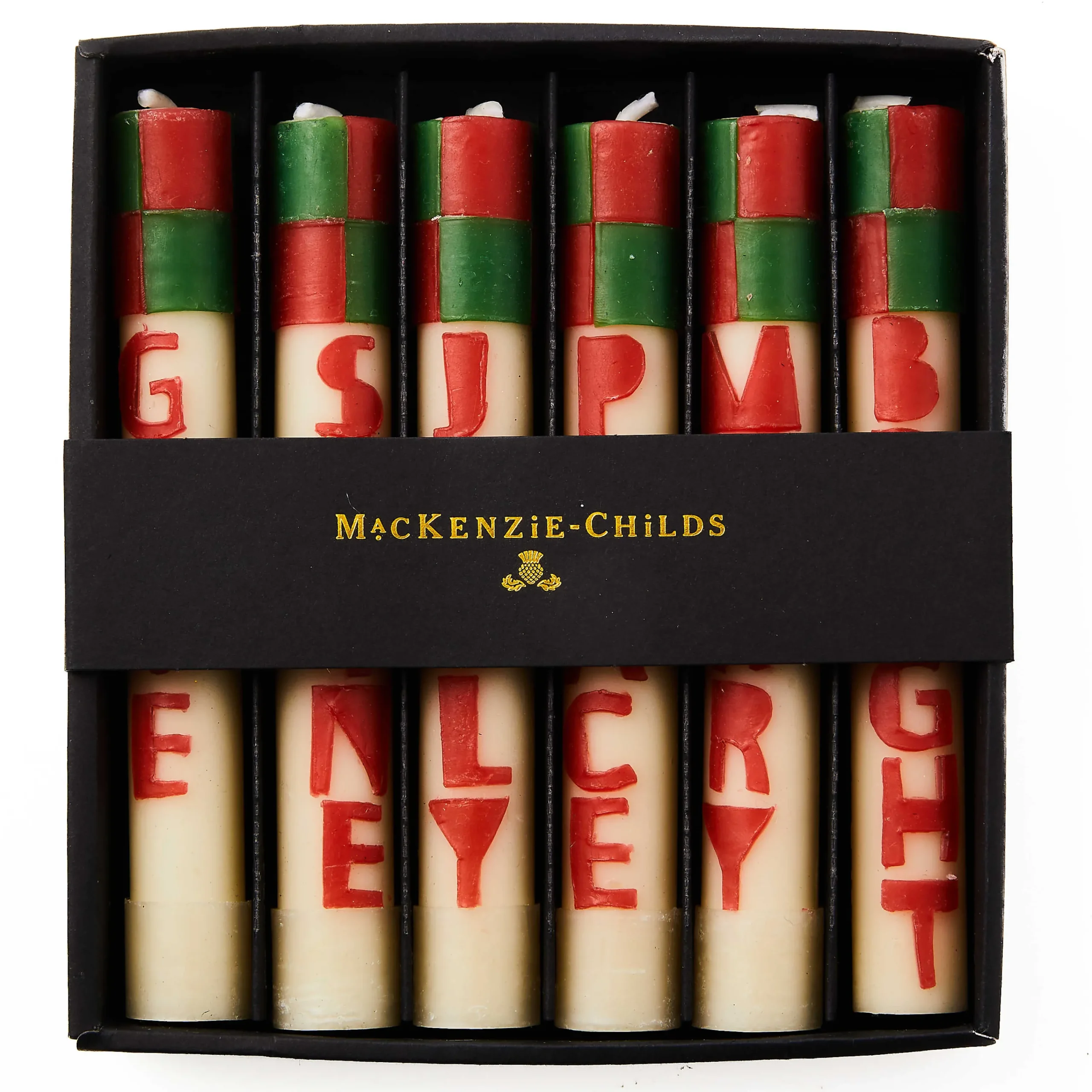MacKenzie-Childs Merry Bright Mini Dinner Candles, Set of 6| Holiday|Candles & Fragrances