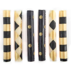 MacKenzie-Childs Mini Black  Gold Dinner Candles, Set of 6| The Halloween Shop|Candles & Fragrances