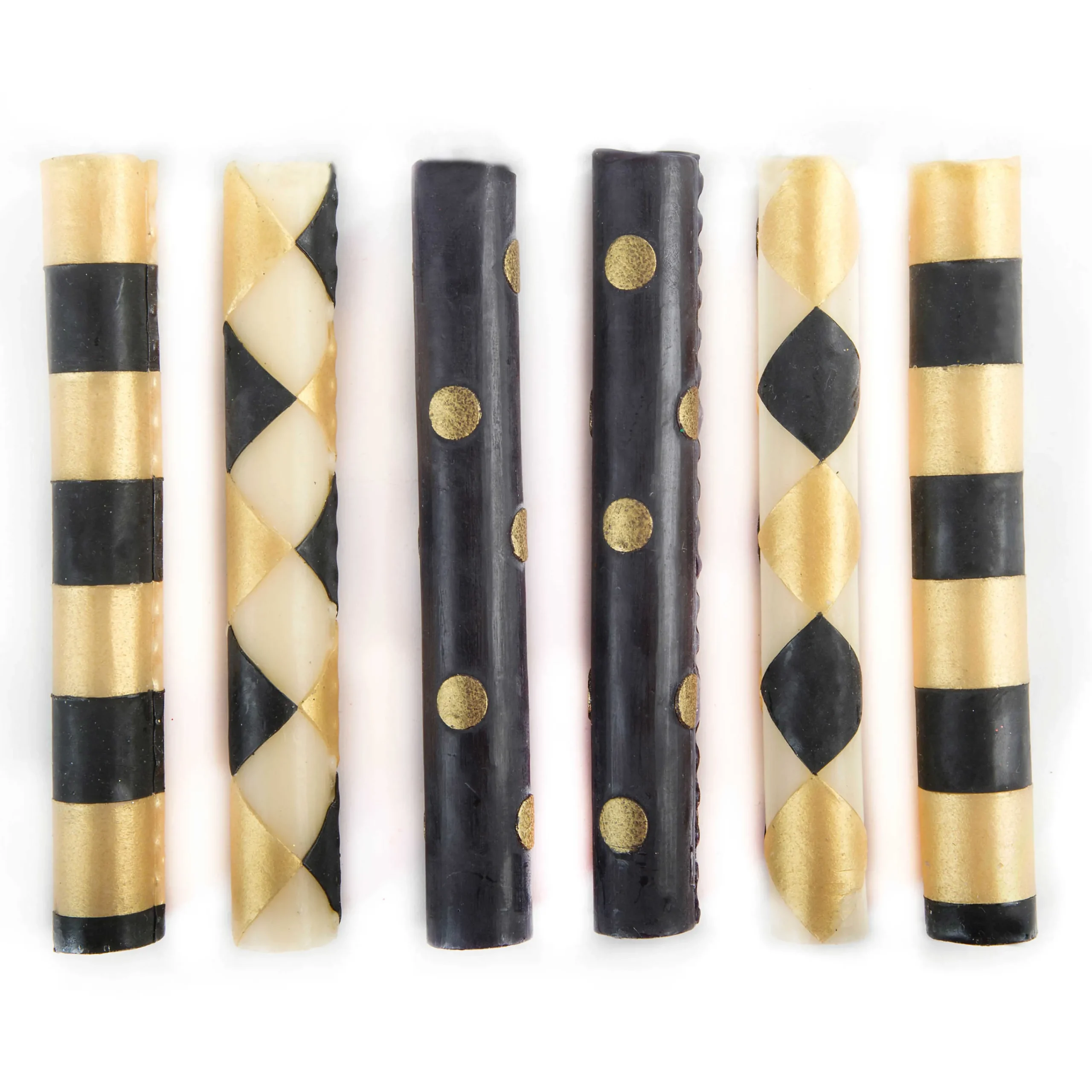 MacKenzie-Childs Mini Black Gold Dinner Candles, Set of 6| The Halloween Shop|Candles & Fragrances