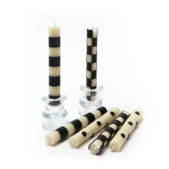 MacKenzie-Childs Mini Black  Ivory Dinner Candles, Set of 6| Candles & Fragrances|Table Accessories