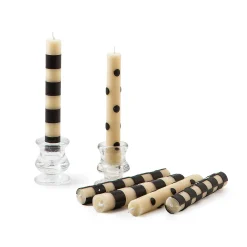 MacKenzie-Childs Mini Black  Ivory Dinner Candles, Set of 6| Candles & Fragrances|Table Accessories