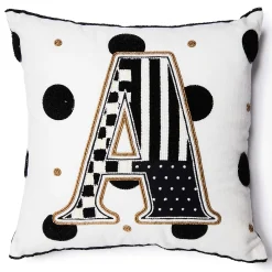 MacKenzie-Childs Monogram A Beaded Throw Pillow| Pillows, Throws, & Cushions