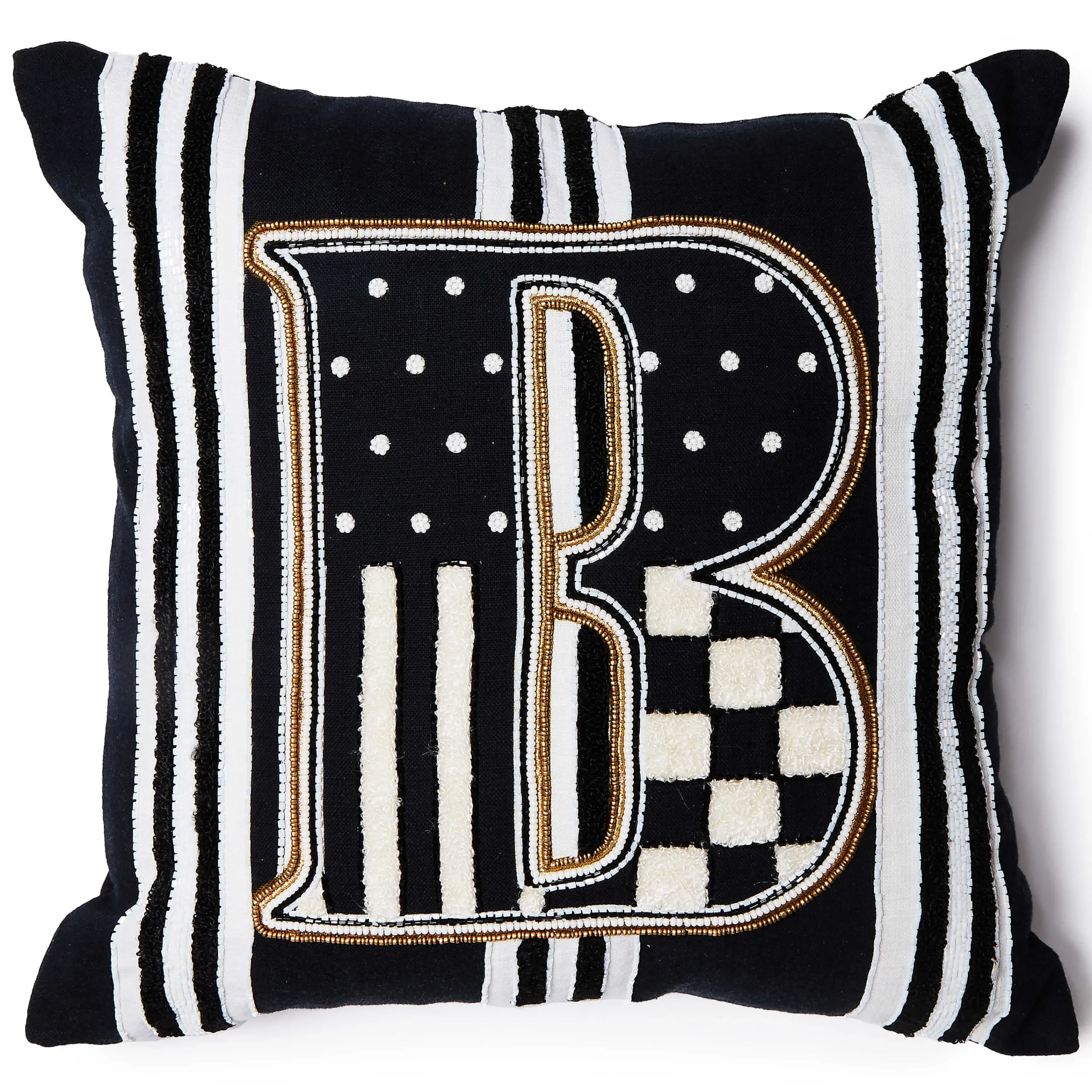 MacKenzie-Childs Monogram B Beaded Throw Pillow| Pillows, Throws, & Cushions