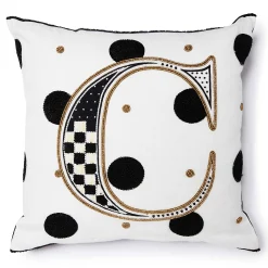 MacKenzie-Childs Monogram C Beaded Throw Pillow| Pillows, Throws, & Cushions