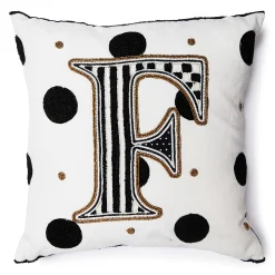 MacKenzie-Childs Monogram F Beaded Throw Pillow| Pillows, Throws, & Cushions