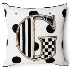 MacKenzie-Childs Monogram G Beaded Throw Pillow| Pillows, Throws, & Cushions