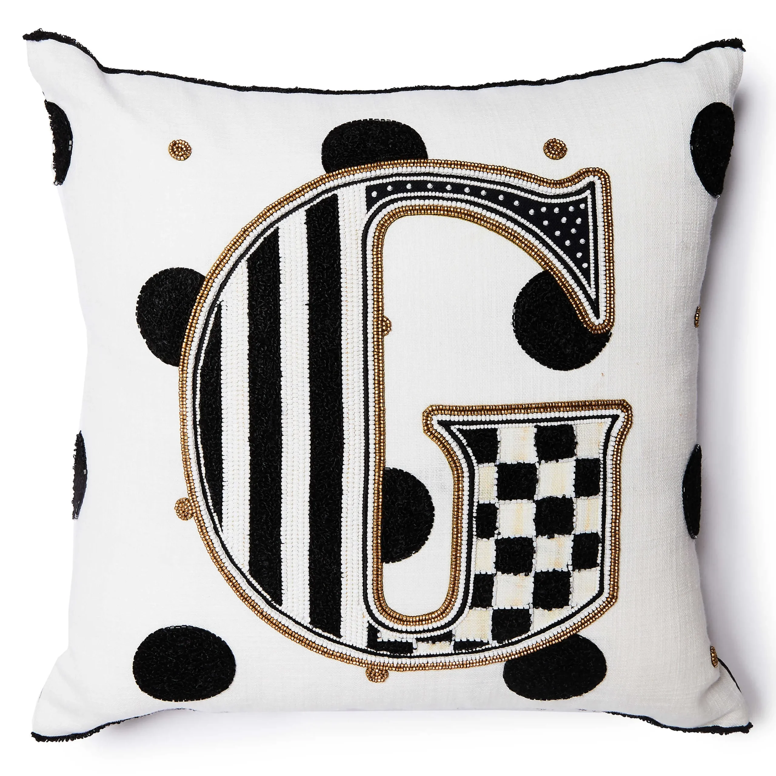 MacKenzie-Childs Monogram G Beaded Throw Pillow| Pillows, Throws, & Cushions