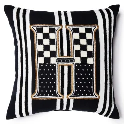 MacKenzie-Childs Monogram H Beaded Throw Pillow| Pillows, Throws, & Cushions