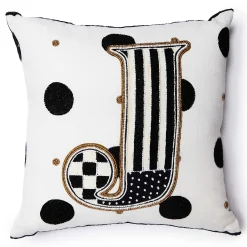 MacKenzie-Childs Monogram J Beaded Throw Pillow| Pillows, Throws, & Cushions