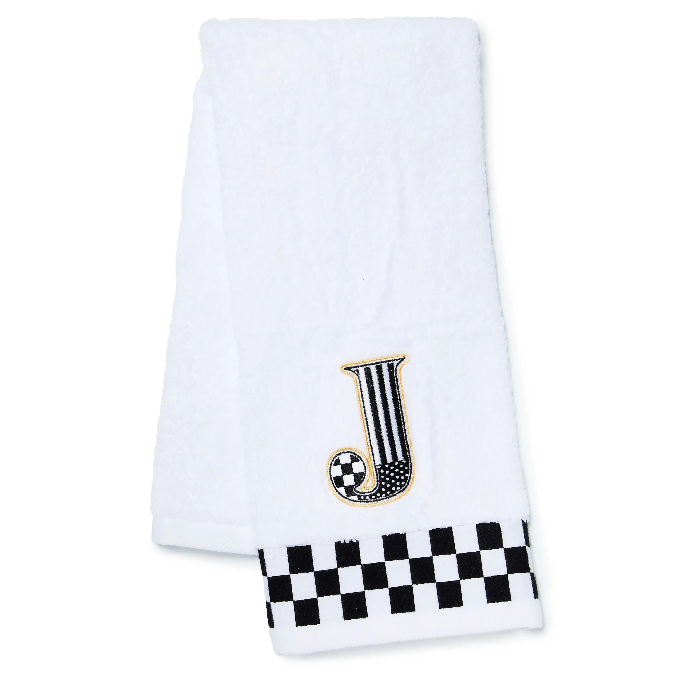 MacKenzie-Childs Monogram J Check Hand Towel| Bath & Bath Accessories