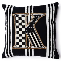 MacKenzie-Childs Monogram K Beaded Throw Pillow| Pillows, Throws, & Cushions