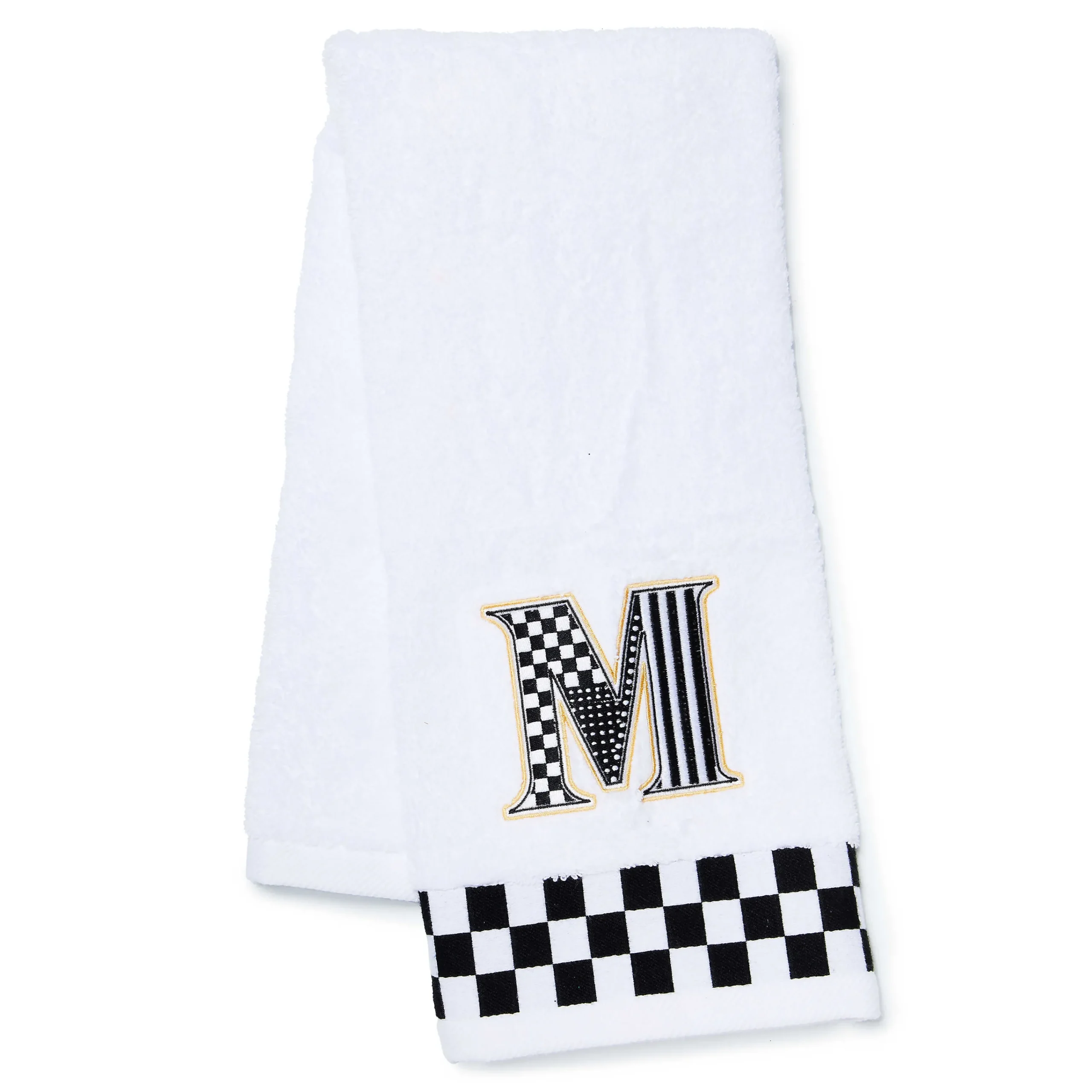 MacKenzie-Childs Monogram M Check Hand Towel| Bath & Bath Accessories