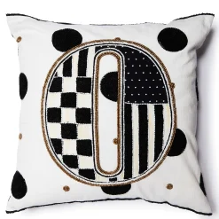 MacKenzie-Childs Monogram O Beaded Throw Pillow| Pillows, Throws, & Cushions