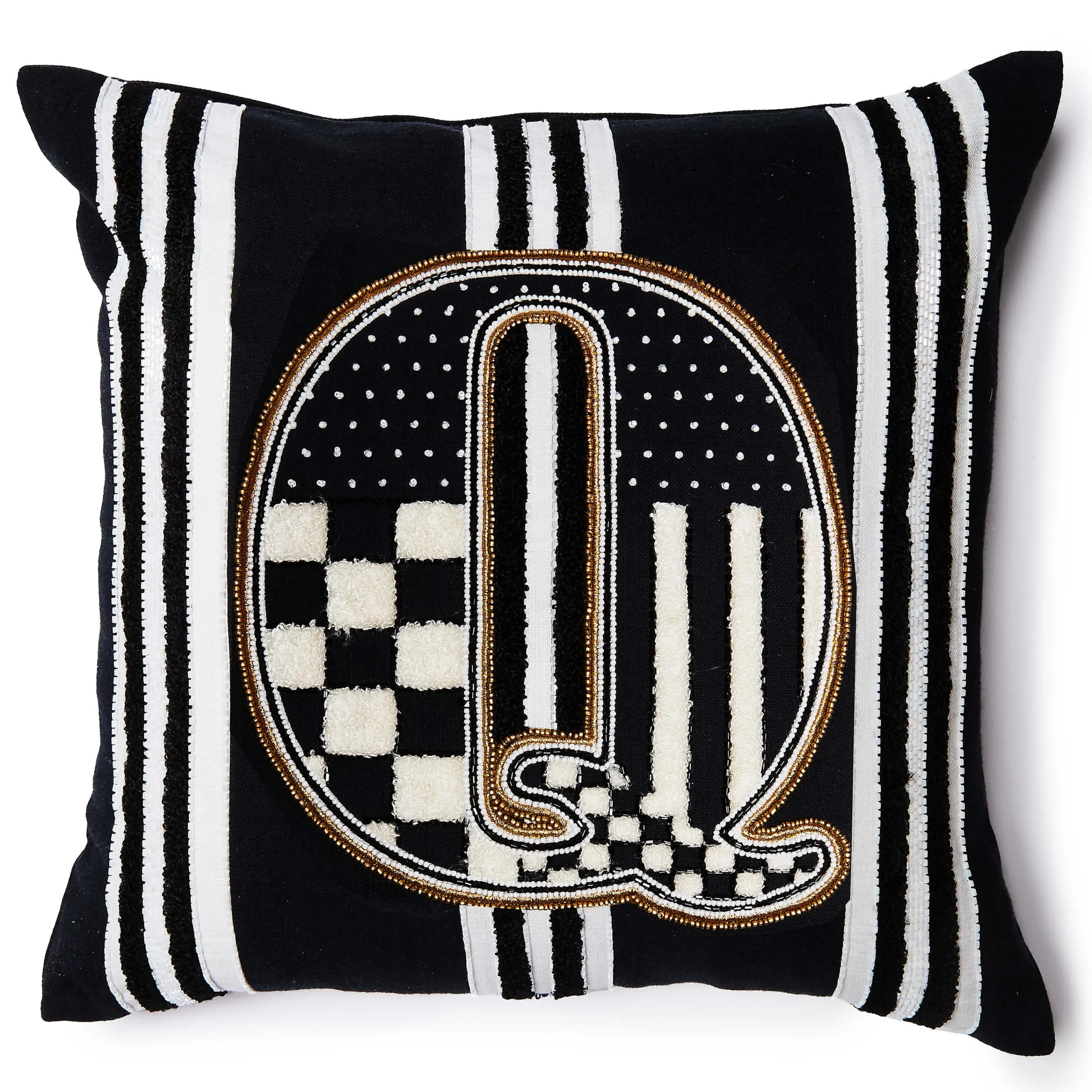 MacKenzie-Childs Monogram Q Beaded Throw Pillow| Pillows, Throws, & Cushions