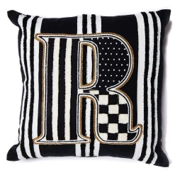 MacKenzie-Childs Monogram R Beaded Throw Pillow| Pillows, Throws, & Cushions