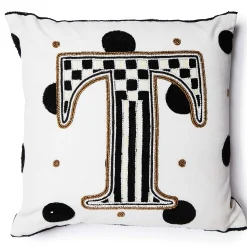 MacKenzie-Childs Monogram T Beaded Throw Pillow| Pillows, Throws, & Cushions