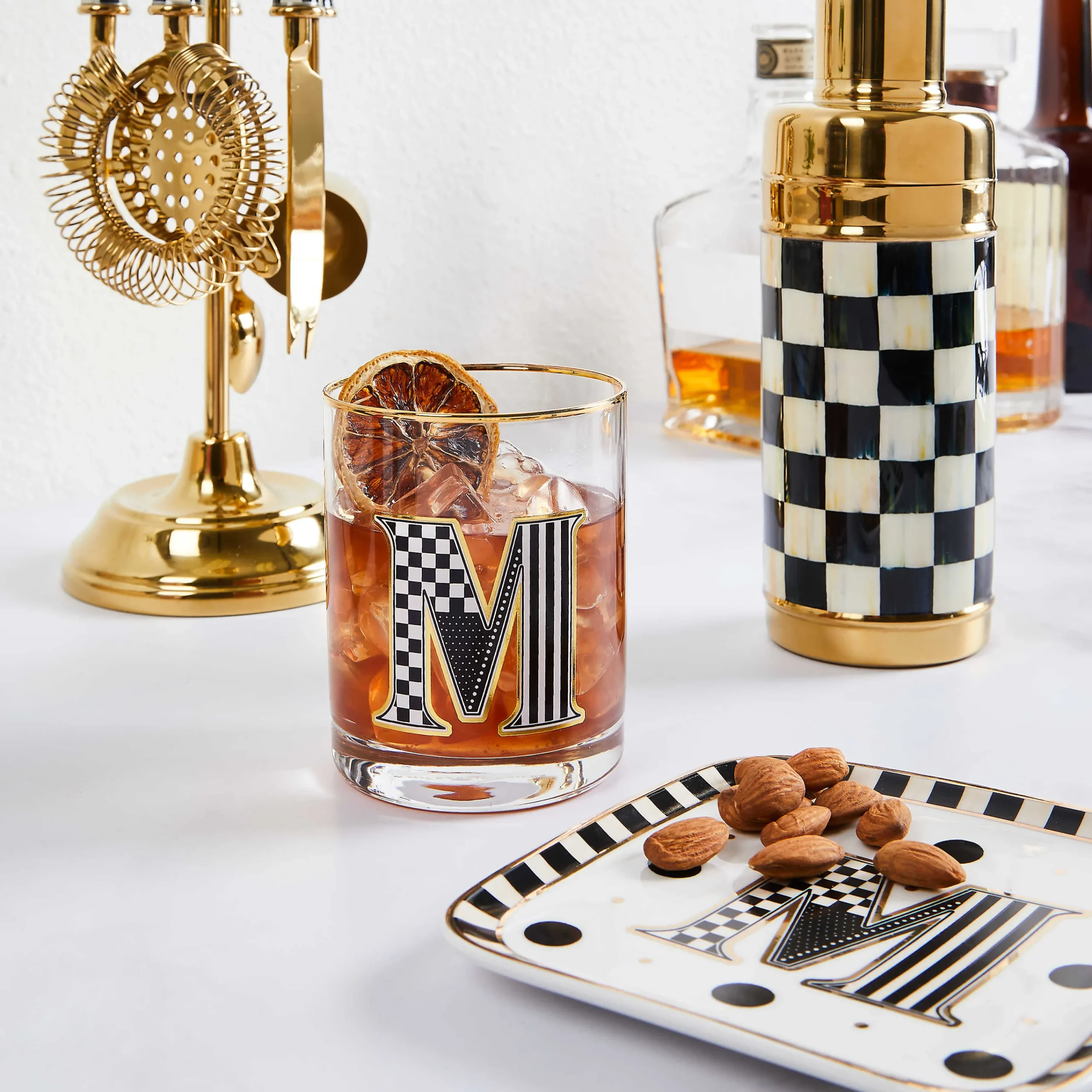 MacKenzie-Childs Monogram Tumbler - V| Holiday|Drinkware
