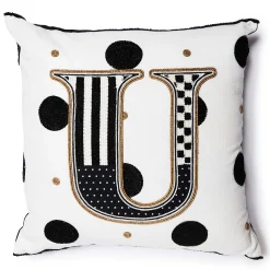 MacKenzie-Childs Monogram U Beaded Throw Pillow| Pillows, Throws, & Cushions