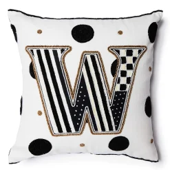 MacKenzie-Childs Monogram W Beaded Throw Pillow| Pillows, Throws, & Cushions