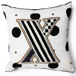 MacKenzie-Childs Monogram X Beaded Throw Pillow| Pillows, Throws, & Cushions