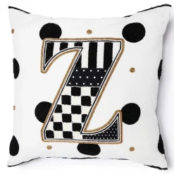 MacKenzie-Childs Monogram Z Beaded Throw Pillow| Pillows, Throws, & Cushions