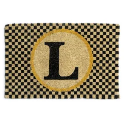 MacKenzie-Childs Monogrammed L Entrance Mat| Outdoor|Rugs